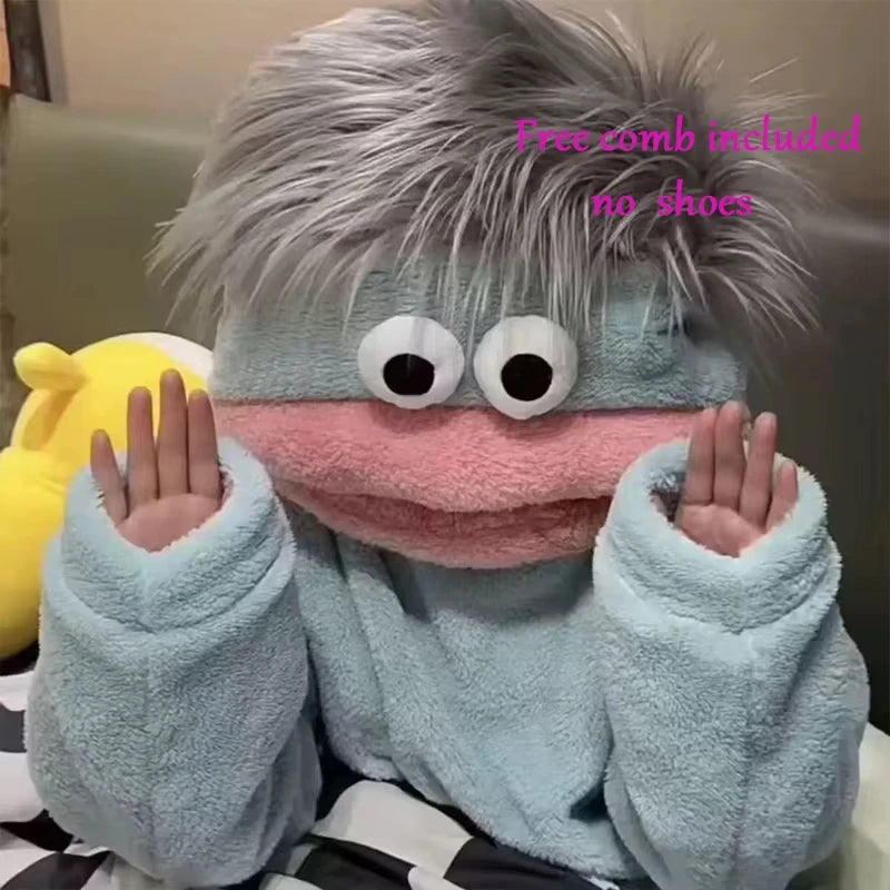 Cartoon Pajamas Autumn Winter Couple Set Wacky Bodysuit Have Hair Big Mouth Monster Hooded Homewear Girl Cute Keep Warm Pajamas
