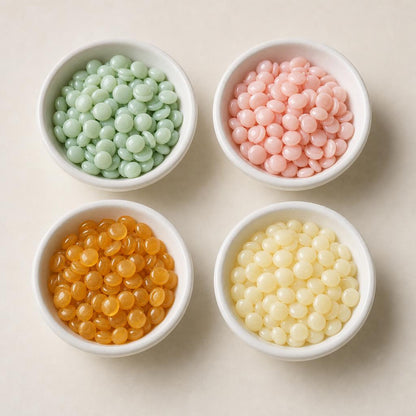 Perlas de cera de cuatro aromas: aloe, rosa, miel y manzanilla