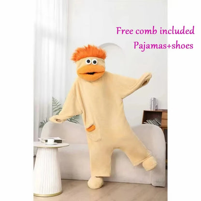 Cartoon Pajamas Autumn Winter Couple Set Wacky Bodysuit Have Hair Big Mouth Monster Hooded Homewear Girl Cute Keep Warm Pajamas